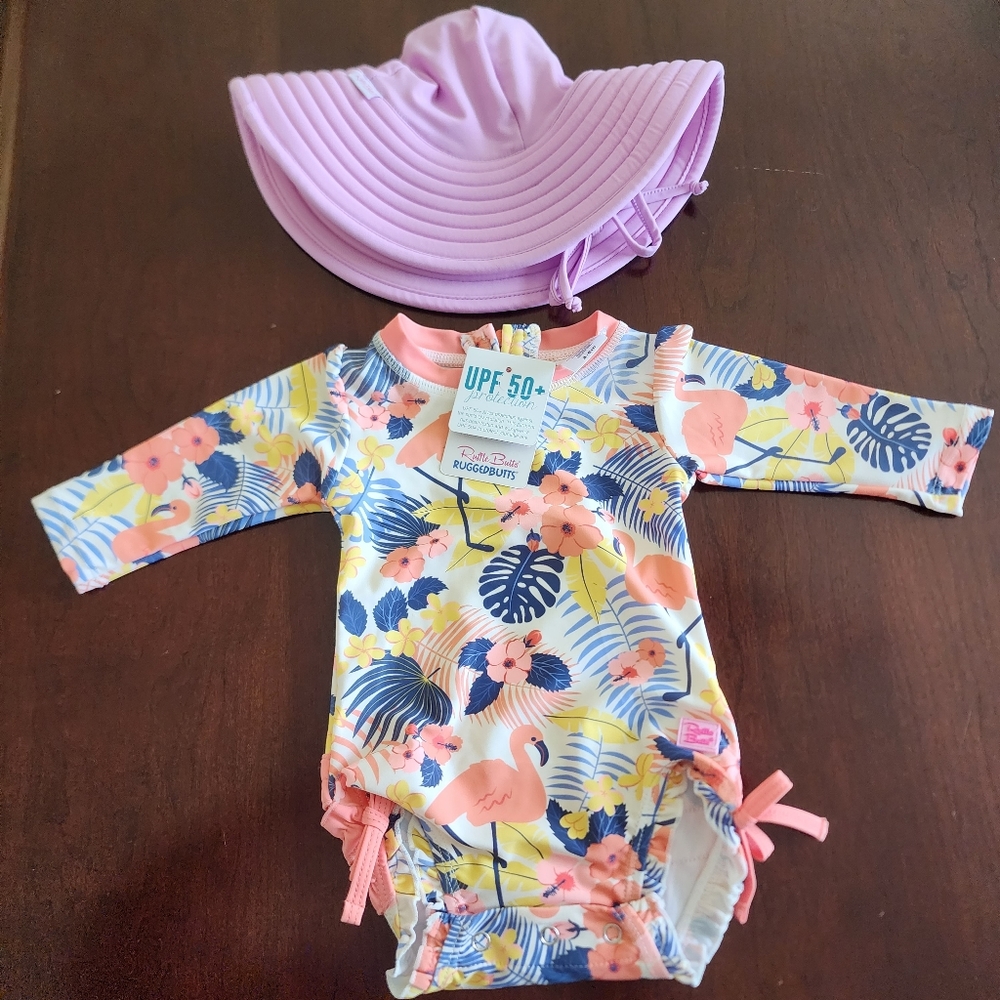 Ruffle Butts One Piece Swimsuit w/Hat